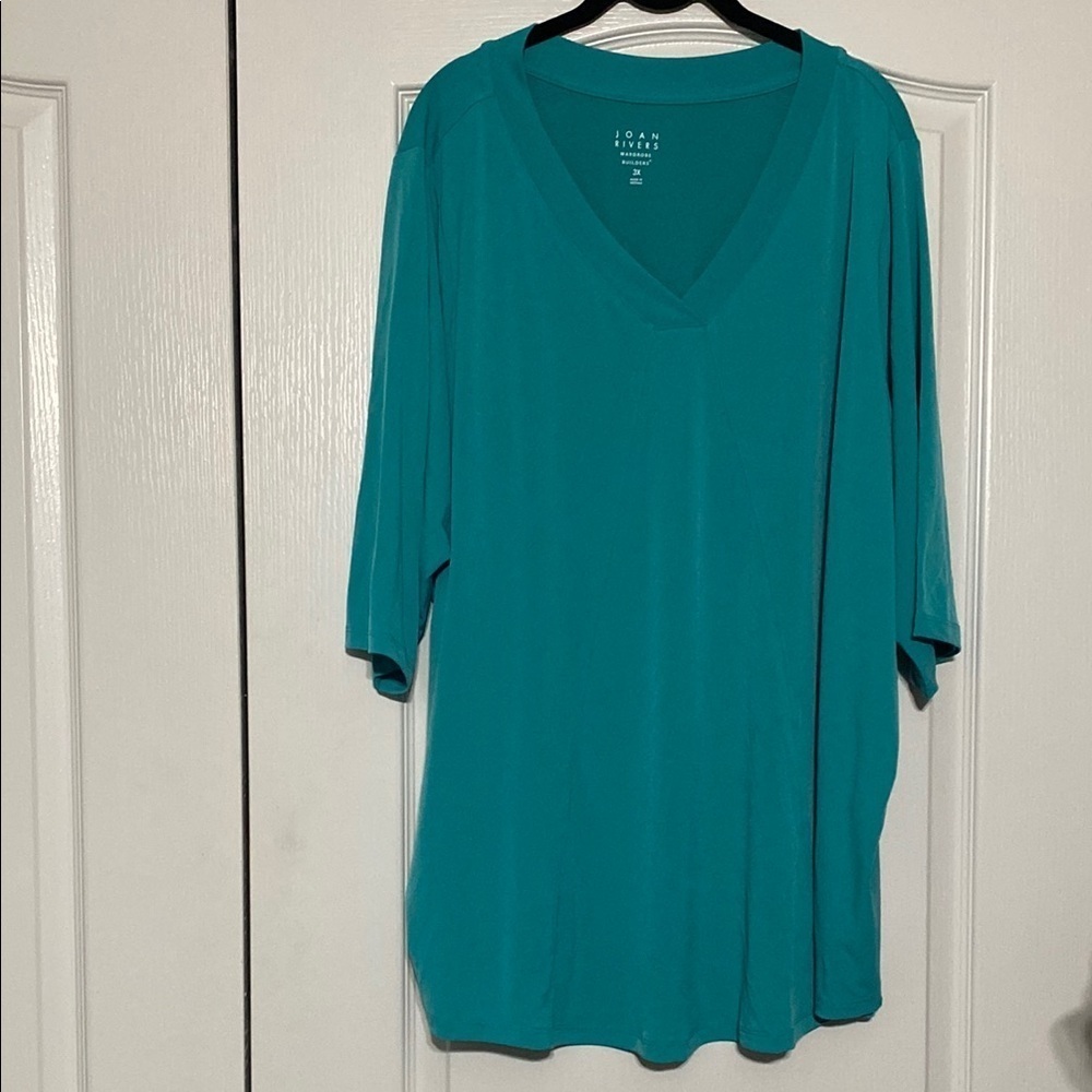 Joan Rivers Teal V-Neck Women's Top Women’s Size 3X